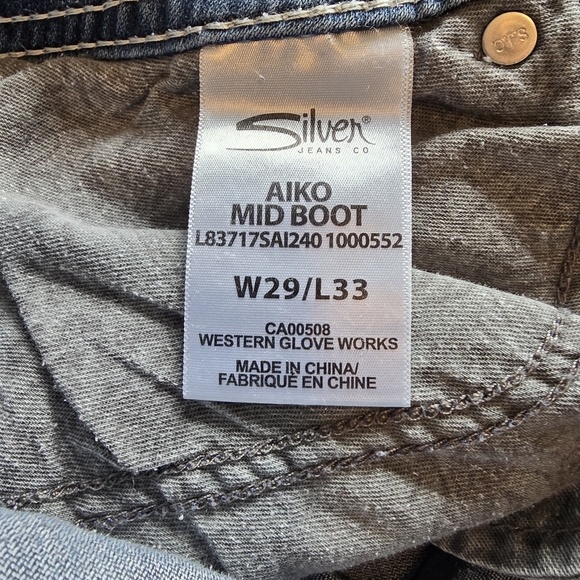 Silver Jeans Aiko Fluid Denim Waist 29" Length 33" - Picture 10 of 11